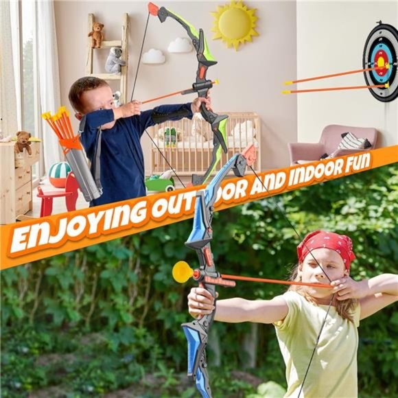 Detachable Kids Bow and Arrow Toy 2 Sets, LED Light Up Archery Toys with Arrows - Picture 6 of 6